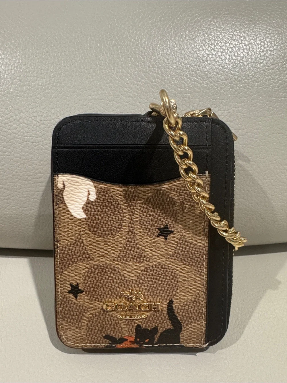 NWT! 🎃👻 🐈‍⬛ Coach Signature Halloween Zip Card Case Wallet